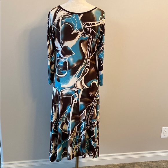 FEMME Abstract Blue & Brown Dress - Picture 3 of 7